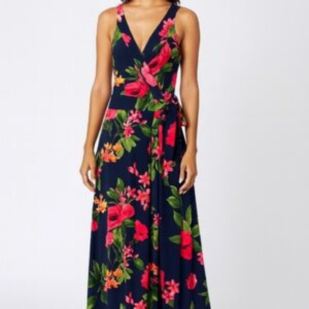 Market & Spruce Navy Floral Maxi Dress